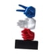 thumbnail image 1 of Estatua de piedra, papel o tijera de resina, adorno de mesa decorativo azul, blanco y rojo para Base negra, 1 of 9