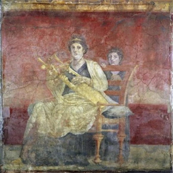 Posterazzi SAL260139 Lady Playing the Kithara From Boscoreale Villa Pompeii Ca. 50 Bce Roman Art Fresco Poster Print - 18 x 24 in.