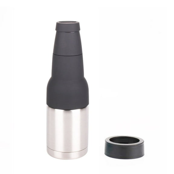 Niovtt Bottle Can Cooler Vacuum Insulated Cold Keeper w/Canned Opener (Silver)