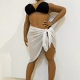 thumbnail image 4 of Beach Sarong Pareo for Womens Chiffon Semi-Sheer Swimsuit Cover-Ups Side Tie Short Wrap Skirt for Swimwear Bathing Suit White, 4 of 4