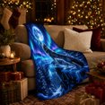thumbnail image 3 of Wolf Howling beneath Full Moon and Aurora, Magical Rustic Style for Wildlife Lovers, Northern Forest Scene and Christmas Gift, Warm Flannel Blanket for Cabin and Lodge, Home Decor, 3 of 9