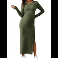 thumbnail image 3 of Vestido de Suéter de Larga para Baby Shower y Sesión de Fotos de Otoño e Invierno - Vestidos de Maternidad para Mujeres Embarazadas Verde XL, 3 of 9