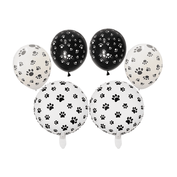 Paw Print Balloon Bouquet Party Decoration Set Kids Celebration Black White