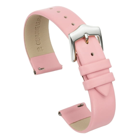 Uxcell 18mm Pink Genuine Leather Watch Bands with Silver Buckle for Women