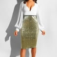 thumbnail image 2 of safuny Women's Midi Bodycon Pencil Party Skirts Y2K Girls Clearance Holiday Shiny Sequins Solid Color High Waisted Summer Fashion Elegant Casual Vintage Gold S, 2 of 6