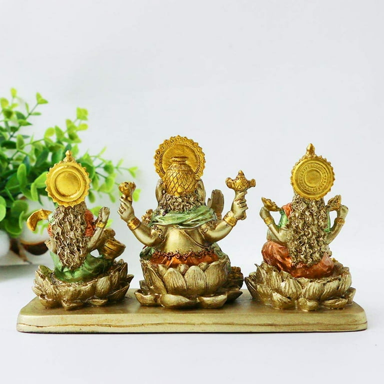 Brass Ganesh Lakshmi Saraswati Statue, Diwali Gift, Brass Laxmi Ganesh