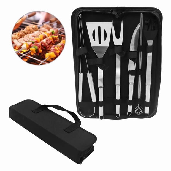 9-Piece Stainless Steel BBQ Grill Tools Set with Case – Barbecue Utensils for Charcoal, Electric & Rotisserie Grills