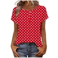 thumbnail image 1 of Ziynglg T-Shirts Imprimés pour Femmes Été Col Rond Manches Courtes Blouses Amples Basiques Travail Chic Bureau Tuniques Chemises, 1 of 8