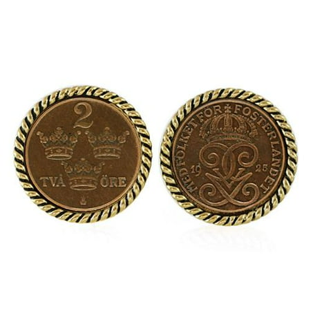 American Coin Treasures Swedish Coin ORE Crown Cufflinks
