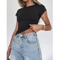 thumbnail image 2 of Crop Workout Tops for Women Pack Summer Short Sleeve Gym Athletic Compression Shirts Cute Tight Basic Tops Tee, 2 of 6