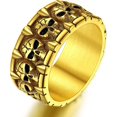 thumbnail image 1 of ORUYROP Can Engrave Men Skull Rings, Stainless Steel Statement Biker Rings, Gold Plated/Black-Send Gift Box, 1 of 7
