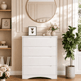 thumbnail image 5 of 4-Piece Bedroom Furniture Set, Queen Upholstered Bed Frame with Adjustable Headboard, Smart Nightstand with Charging Station & RGB LED Lights, 4-Drawer Dresser & 7-Drawer Chest Set, White & Beige, 5 of 13
