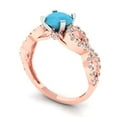 thumbnail image 2 of Clara Pucci 14K Rose/White Gold Solid Gold Turquoise Solitaire with Accents Anniversary Ring for Women - 1.42 cttw Round Cut, 2 of 8