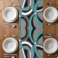 thumbnail image 6 of Turquoise Geometric Table Runner - 70 Inch Long, Kitchen Dining Table Runner Dresser Scarves, Grey Classic Abstract Lines Striped Farmhouse Decor for Coffee Tables Wedding Party Banquet, 6 of 8