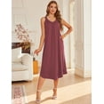thumbnail image 4 of Ekouaer Sleeveless Nightgowns for Women Long Night Gown Pleated Full Length Sleepwear Tank Sleep Dress Slit Dress, 4 of 6