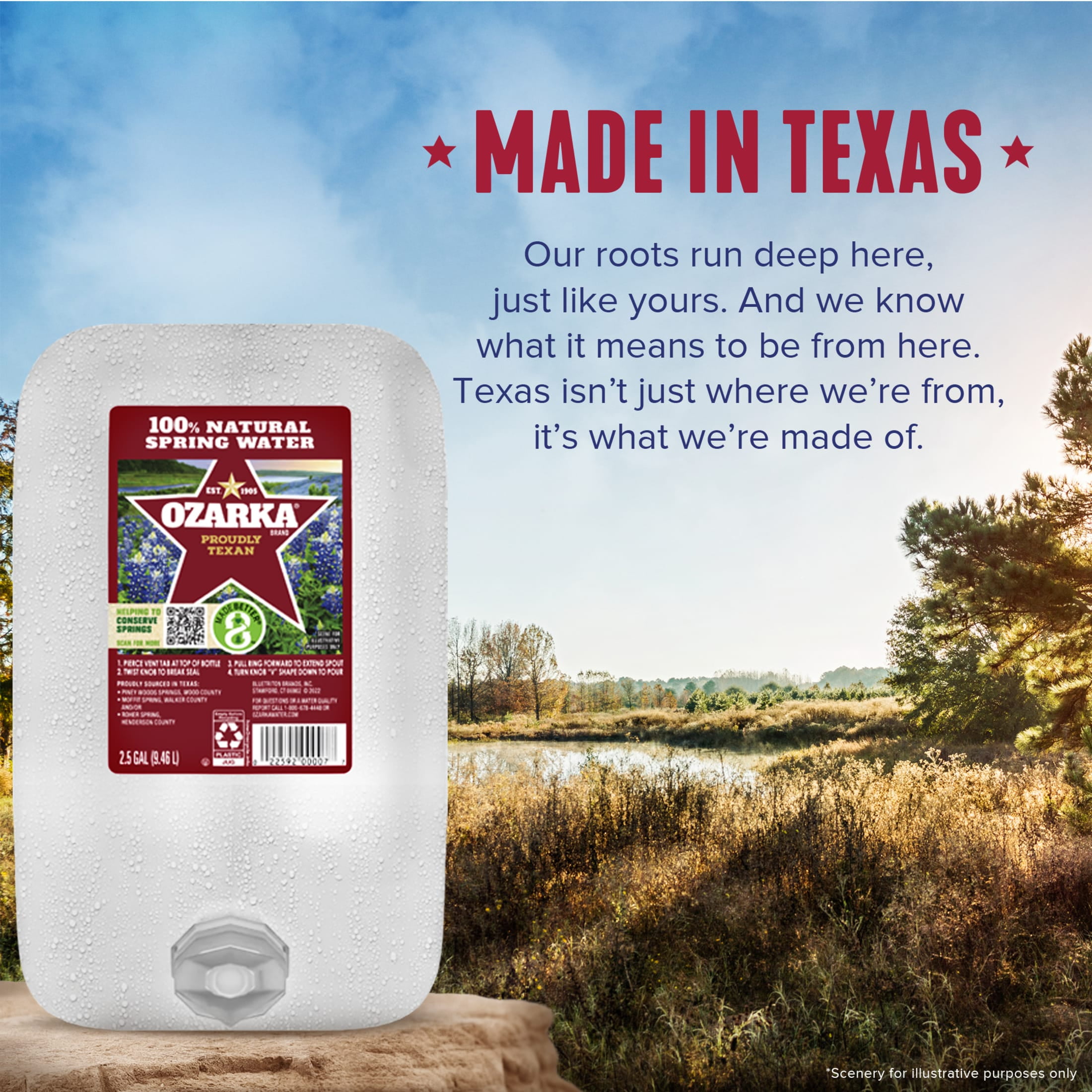 Ozarka Texas Spring Water, 2.5 Gal, Single Plastic Jug