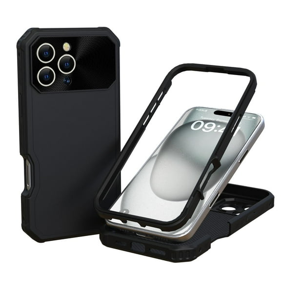 ELEHOLD Case for iPhone 16 Pro, Shockproof Heavy Duty Dropproof Magnetic Case Camera Protectors,Black