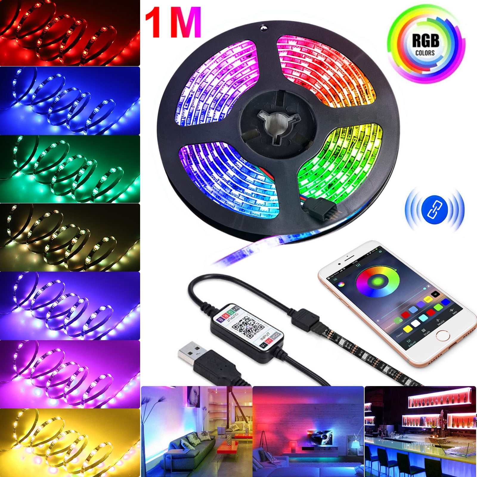 LED Strip TSV TV Backlight Rope Lights SMD 5050 Bluetooth Phone Control, RGB Color Changing Music Strips, Waterproof Christmas Tape Lights - Walmart.com