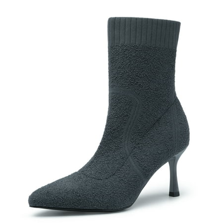 

DREAM PAIRS Women s Ankle Booties Sexy Pointed Toe Stiletto Mid Heel Knit Sock Boots Shoes