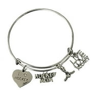 Kit's Kiss Hockey Bracelet - Adjustable Hockey Jewelry With Helmet & Stick Charms, Gift For Hockey Fans & Moms