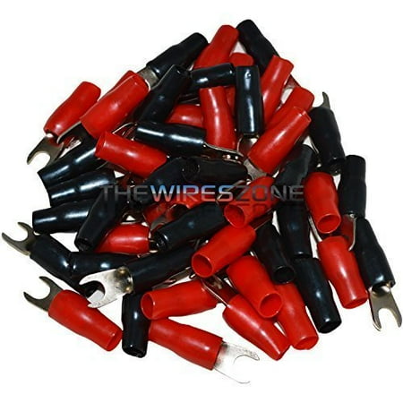 8 Gauge Barrier (The US810-50 8 Gauge #10 Nickel Barrier Spade Terminal (25 pairs), Color: (25) Red + (25) Black By Install)
