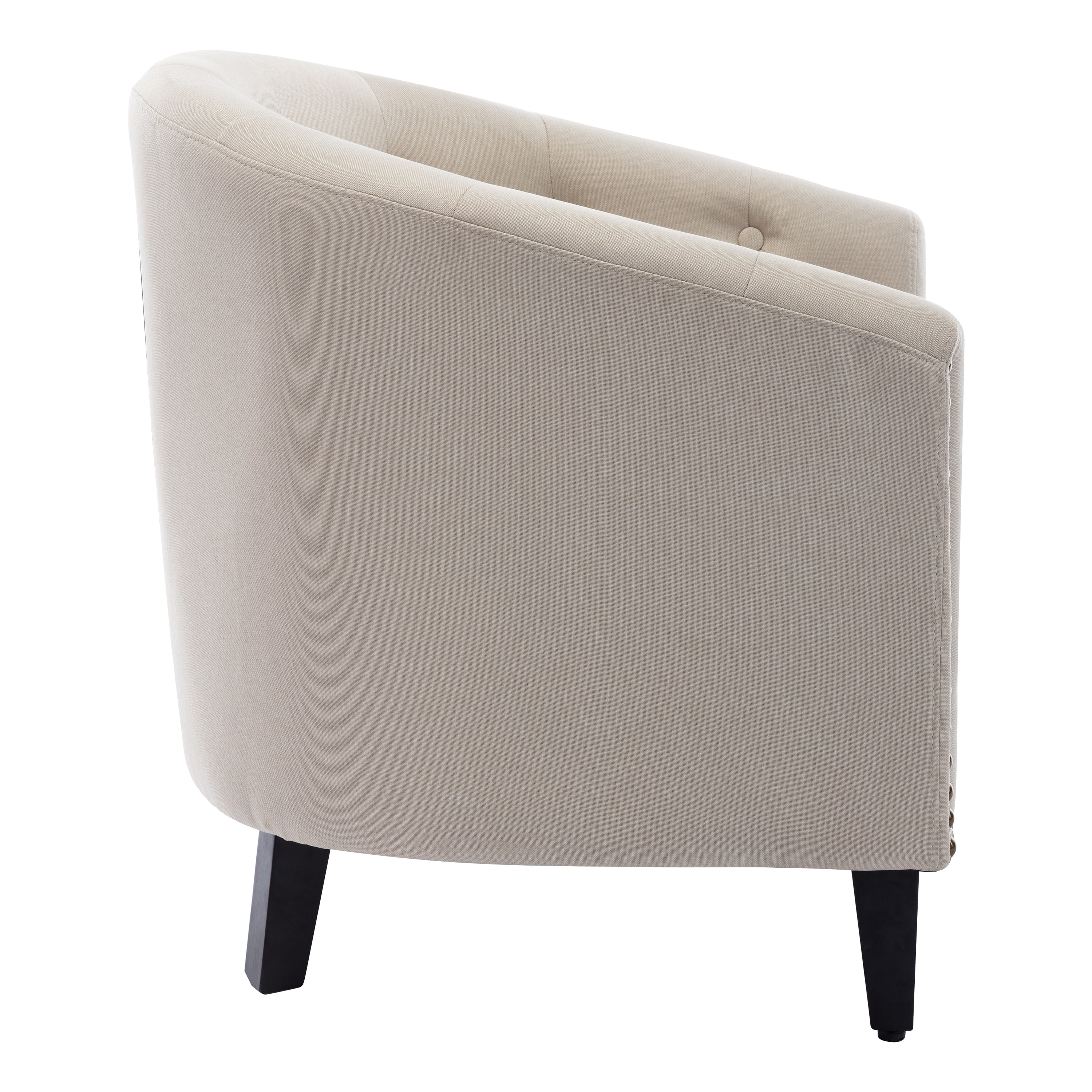 DEALTOPS PU Leather Tufted Barrel Chair for Living Room Bedroom-Beige