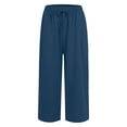 thumbnail image 4 of RPVATI Dress Capris for Women Solid Straight Yoga Pants for Women Elastic Waist Drawstring Wide Leg Pants for Women Petite with Pockets Women's Slacks 2024,, 4 of 8