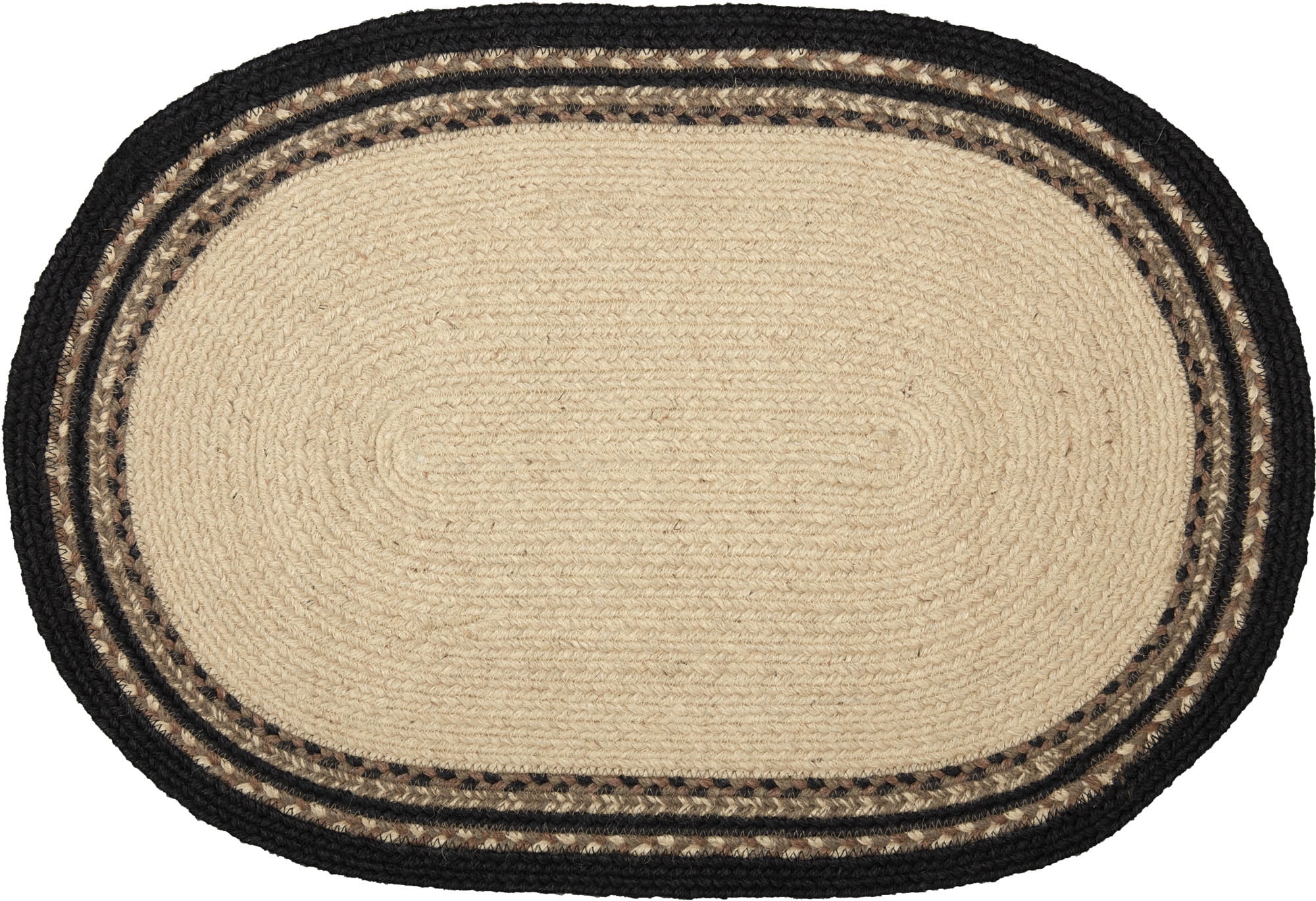 Sawyer Mill Black and Gray Braided Oval Rug with Included Rug Pad