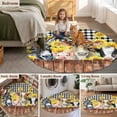 thumbnail image 6 of 3.3ft Washable Round Rug, Farm Non-Slip Circle Area Rug for Entryway Bedroom, Vintage Farmhouse Donkey Pig Cow Sunflower Leaf Wood Fence Black Plaid Indoor Accent Floor Mat for Home Decor, 6 of 9