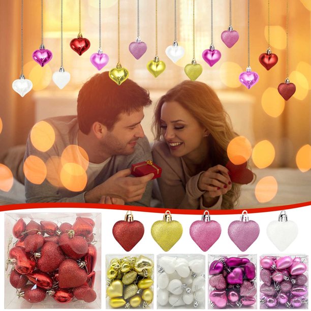 Juego de Adornos de San Valentín, Decoraciones de Pvc En Forma de Corazón, Regalos Románticos, Adornos para El Árbol de Navidad, Adornos para Fiestas, Artículos Esenciales para Celebraciones En Casa,