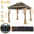 thumbnail image 4 of Topeakmart 11 FT Pop-Up Gazebo Tent with 4 Mesh Sidewalls, Brown, 4 of 9