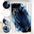 thumbnail image 4 of Navy Blue Marble Shower Curtain Abstract Dark Blue Polyester Waterproof Bathroom Decoration Modern Luxury Gold Glitter Fabric Bathtub RV Curtains with Hooks (72"x84) Elevate Your Bath with El, 4 of 6