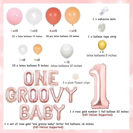 Daisy One Groovy Baby Balloon Garland Arch Kit for Girls 1st Birthday Party Decorations Retro Hippie Boho Rose Gold Pink White Balloon Party Decorations for Daisy Flower Birthday Party