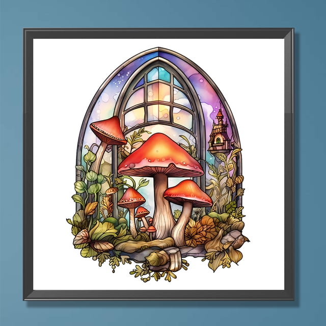 Pintura de diamante 5D DIY Taladro redondo completo Seta Vidrieras Arte para el hogar (A3179) JShteea El nuevo