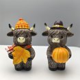 thumbnail image 5 of Zmeidao 2Pcs Fall Highland Cow Statue Fall Decor Thanksgiving Cute Highland Cow Figurines for Autumn Home Garden Kitchen Office Tiered Tray Table Decor, 5 of 9