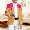 thumbnail image 2 of DHFJKG Kids Blazer Coat Boys Girls Funny Ice Print Long-Sleeve Button-Front Suit Jacket Slim-Fit Stretch Party Coat Size 3-14 Years, 2 of 4
