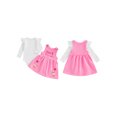 thumbnail image 2 of BemeyourBBs My First Birthday Outfits Baby Girl 1 Years Old Outfit Ribbed Romper Overalls Dresses Cupcake Goose Skirt Set Fall Winter Spring Clothes, 2 of 9