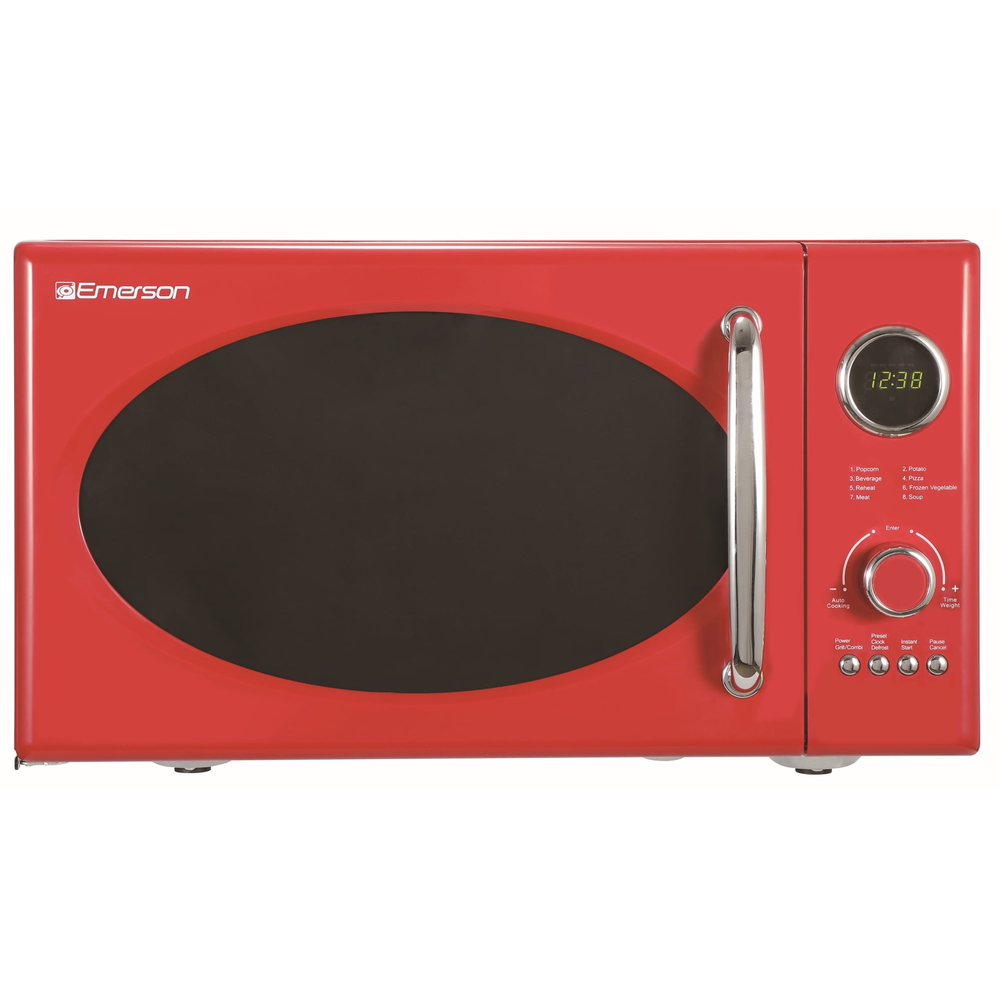 Emerson 0.9 Cu. Ft., 800W Retro Red Microwave Oven with Grill, MWRG0901RD
