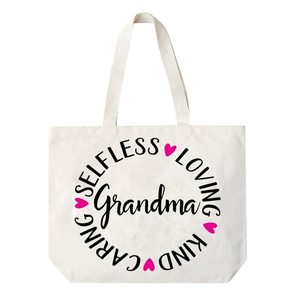 Selfless Kind Caring Loving Grandma Canvas Tote Bag Grandma Gift Idea Book Bag Travel Tote Handbag -COCOVICI