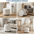 thumbnail image 4 of Upholstered Button Tufted Round Ottoman, PU Storage Ottoman Round, Removable Lid Convenient Footstools, Classic Ottoman with Storage for Vanity, Nursery Room，IvoryWhite, 4 of 10