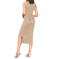 thumbnail image 4 of Cenuakty Women's Slim Solid Color  Long Dress Sleeveless Crew Neck Twist Front Fit Tank Dress, 4 of 5
