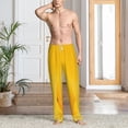 thumbnail image 5 of Uemuo Yellow Lemon Pattern Men's Wide Leg Palazzo Lounge Pants with Pockets Light Weight Loose Comfy Casual Pajama Pants-Small, 5 of 9