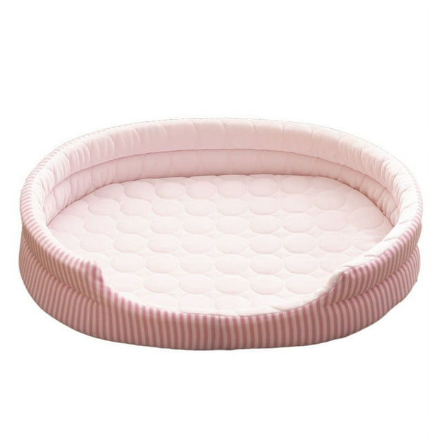 Cama refrescante para mascotas, nido universal para dormir en verano, de seda fría y fresca, para gatitos y cachorros de interior, color rosa.