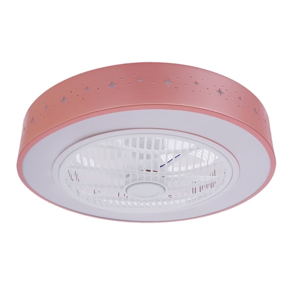 Wildnix Ceiling Fan Light with LED Strip, Remote Control, 3 Speed Settings, Quiet Operation, Stylish White & Pink Design