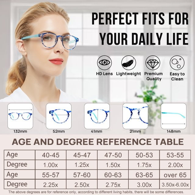 OCCI CHIARI Lightweight Designer Acetate Frame Stylish Reading Glasses for Women with Acrylic Clear Lens (Purplish Blue,1.00)