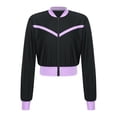 thumbnail image 4 of inlzdz Kids Girls Sport Athletic Jacket Long Sleeve Figure Ice Skating Top Costume Zipper Contrast Light Purple 6, 4 of 7