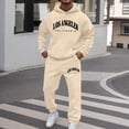thumbnail image 2 of Fabrcox M-5XL Mens 2 Piece Sweatsuits Fleece Hoodie and Sweatpants Set Causal Athletic Gym Sweatshirt Joggers Mens Track Suit Set Beige XXXL, 2 of 7