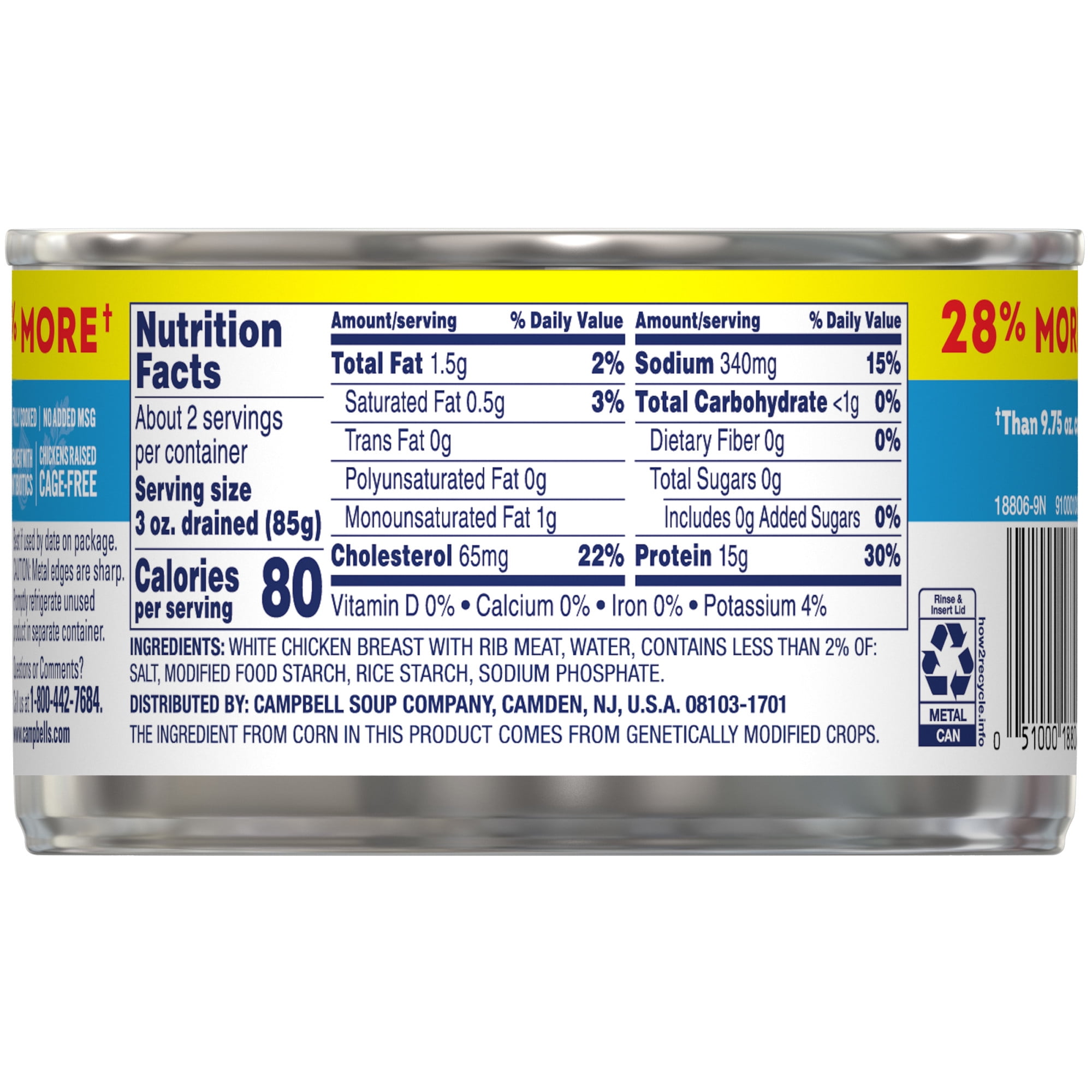 (12 pack) Swanson White Premium Chunk Canned Chicken Breast in Water, 12.5 oz Can
