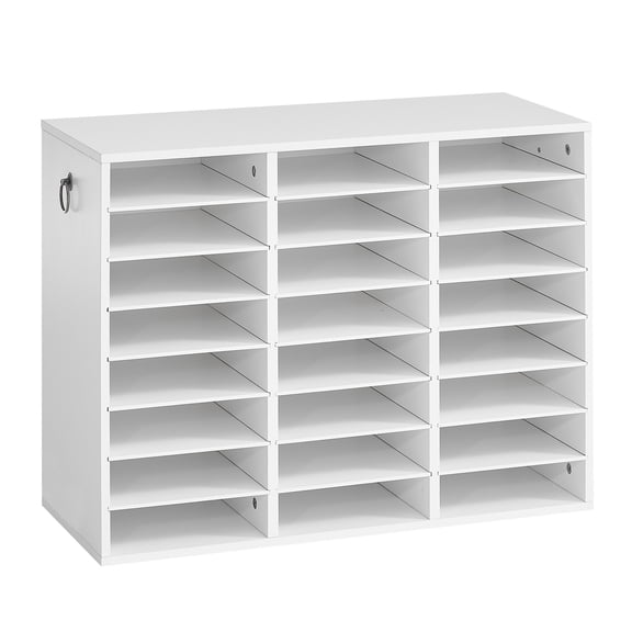 VEVOR Wood Literature Organizer 24 Compartments Office Mailboxes White, Countertop Literature Sorter for Files Documents Papers, with Adjustable Shelves, for Office, Home, Classroom Organization