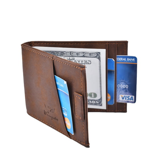 Woogwin - Money Clip Wallet Mens RFID Blocking Slim Bifold Front Pocket Wallet - www.neverfullbag.com